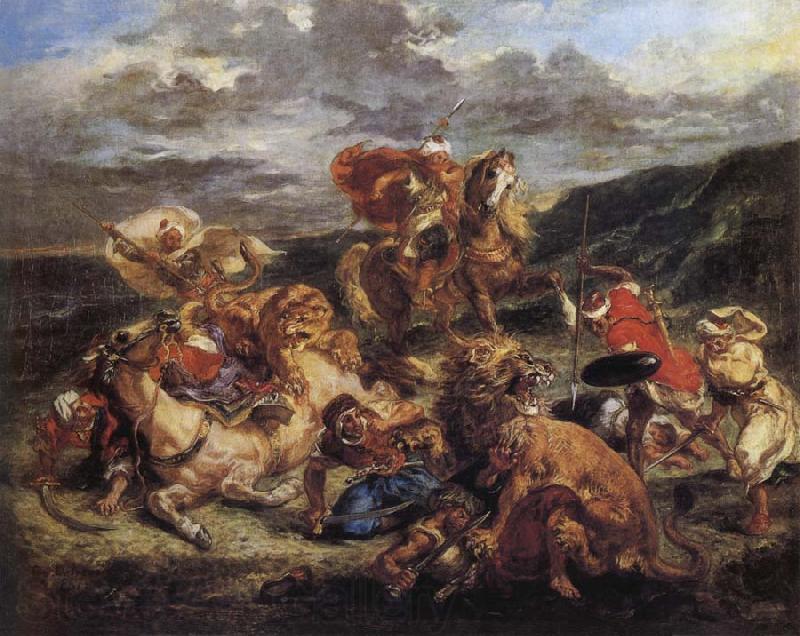 Eugene Delacroix The Lion Hunt France oil painting art